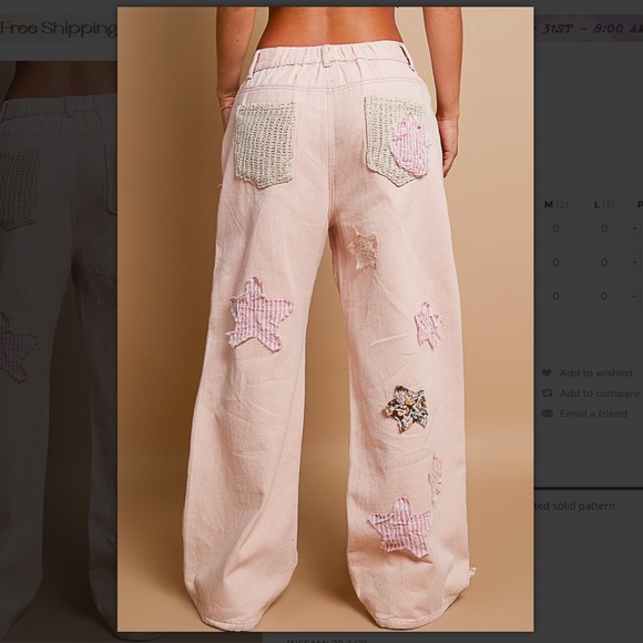POL 🩵 216 POL Star Patched Jean Pants in Mauve SR36 - Picture 3 of 5